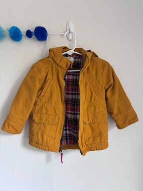 OshKosh B'gosh Mustard Yellow Hooded Plaid Jacket